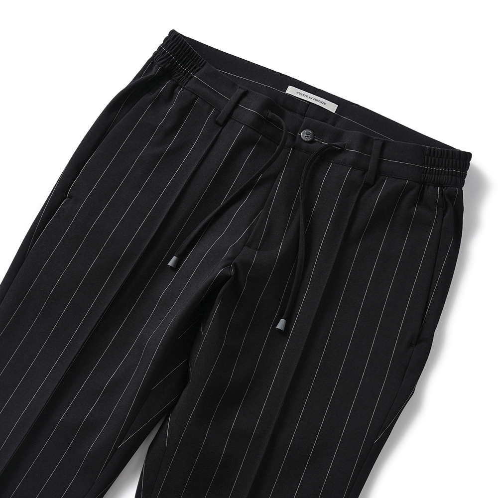 giab's ARCHIVIO ジャブスアルキヴィオ MASACCIO/M1 A3719 マサッチョ ペンシルストライプジャージー ドローコードパンツ BLACK