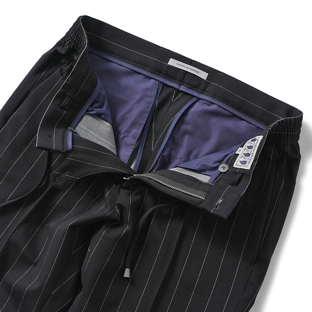 giab's ARCHIVIO ジャブスアルキヴィオ MASACCIO/M1 A3719 マサッチョ ペンシルストライプジャージー ドローコードパンツ BLACK