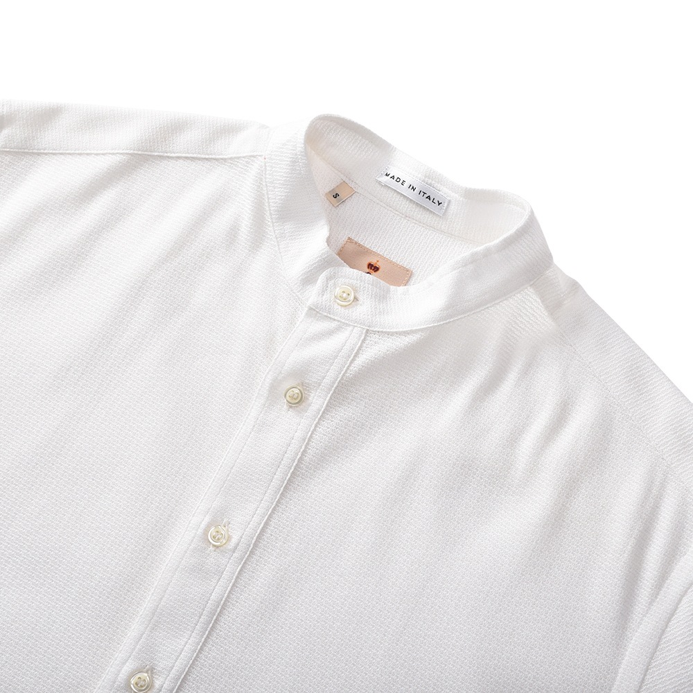 GUY ROVER ギローバー コットン バンドカラーポロシャツ PC432J-531501 WHITE