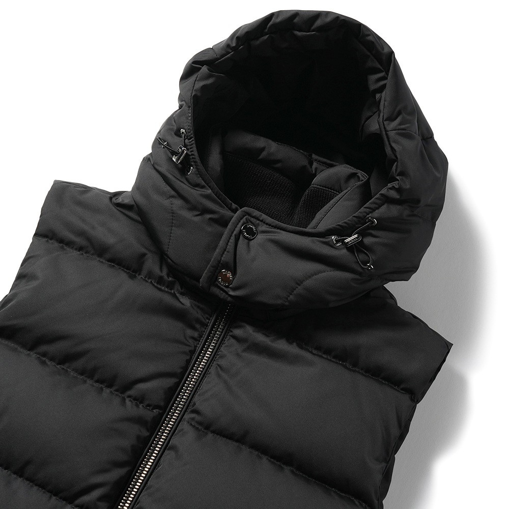 MOORER ムーレー FIRE-WK ファイヤー ポリエステル フーデッド ダウンベスト BLACK