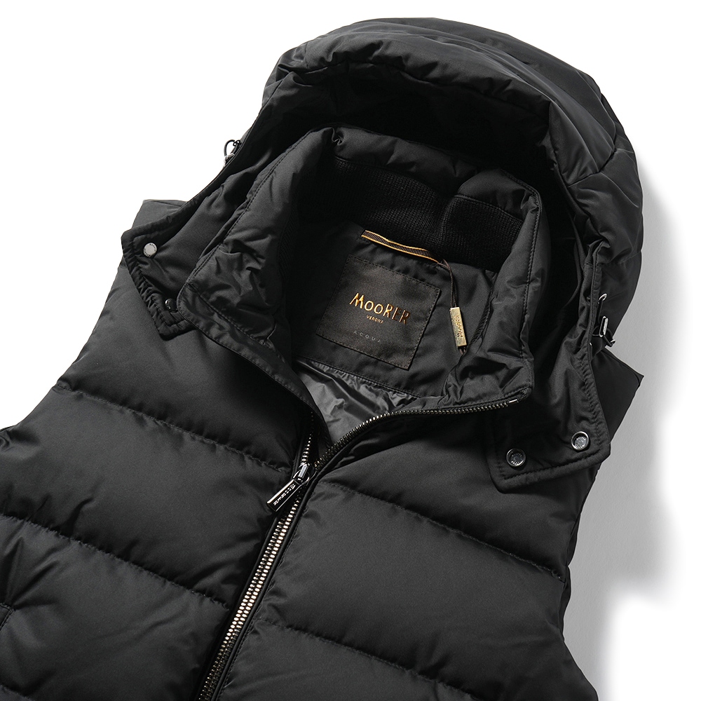 MOORER ムーレー FIRE-WK ファイヤー ポリエステル フーデッド ダウンベスト BLACK