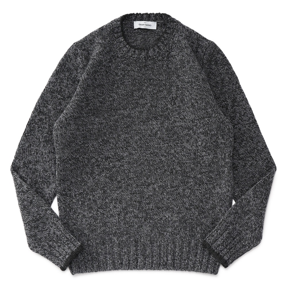 GRANSASSO グランサッソ スーパージーロンラムズウール ニット クルーネック ロングスリーブ 10158/25701 CHARCOAL
