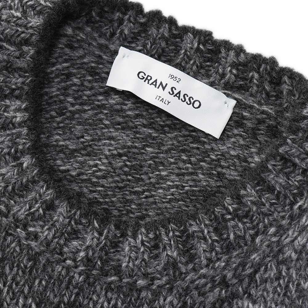 GRANSASSO グランサッソ スーパージーロンラムズウール ニット クルーネック ロングスリーブ 10158/25701 CHARCOAL