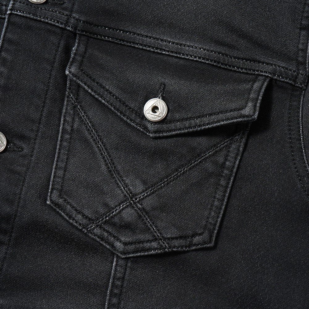 ROY ROGER'S ロイ ロジャース Jacket Vieri JP MAN Black Fleece Dark Black デニムライクスウェット トラッカージャケット Gジャン DENIM BLACK