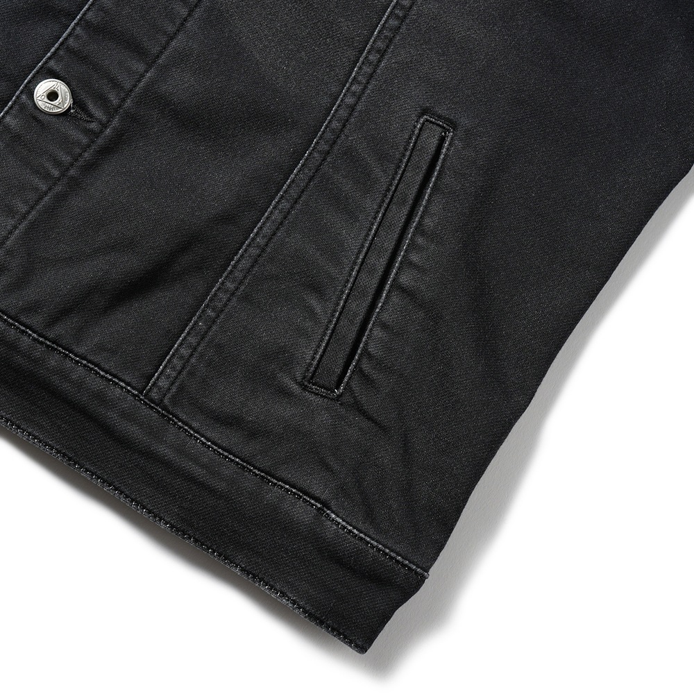 ROY ROGER'S ロイ ロジャース Jacket Vieri JP MAN Black Fleece Dark Black デニムライクスウェット トラッカージャケット Gジャン DENIM BLACK