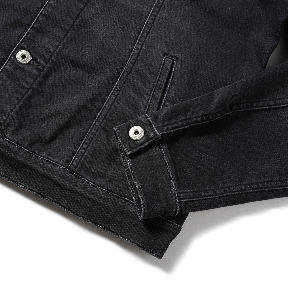 ROY ROGER'S ロイ ロジャース Jacket Vieri JP MAN Black Fleece Dark Black デニムライクスウェット トラッカージャケット Gジャン DENIM BLACK