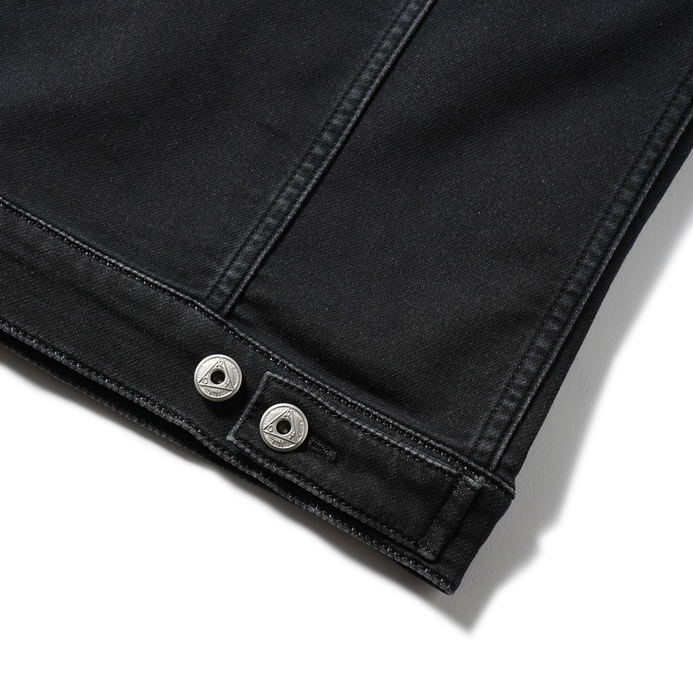 ROY ROGER'S ロイ ロジャース Jacket Vieri JP MAN Black Fleece Dark Black デニムライクスウェット トラッカージャケット Gジャン DENIM BLACK