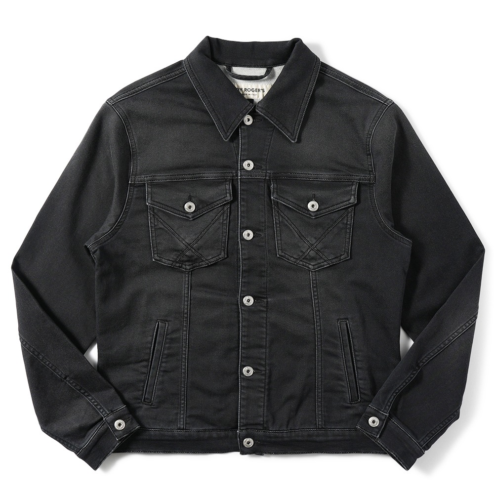 ROY ROGER'S ロイ ロジャース Jacket Vieri JP MAN Black Fleece Dark Black デニムライクスウェット トラッカージャケット Gジャン DENIM BLACK