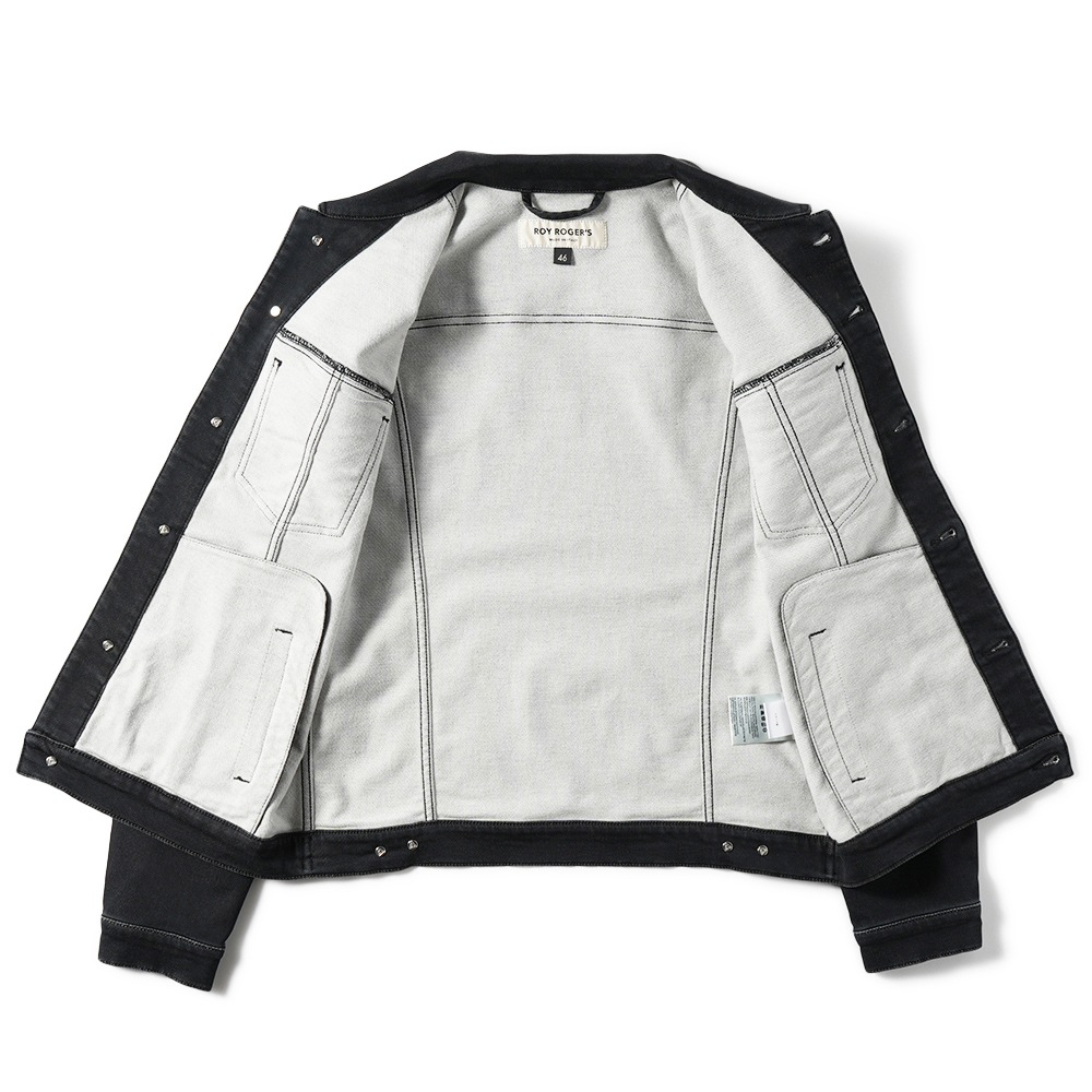 ROY ROGER'S ロイ ロジャース Jacket Vieri JP MAN Black Fleece Dark Black デニムライクスウェット トラッカージャケット Gジャン DENIM BLACK