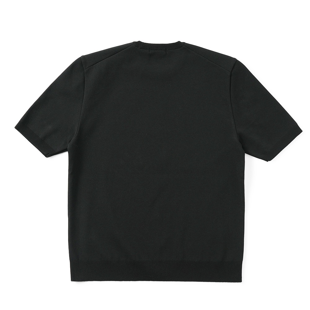 Revenir リブニール ウォッシャブル コットン・ポリエステル ニット クルーネック S/S Tシャツ INT-009 BLACK