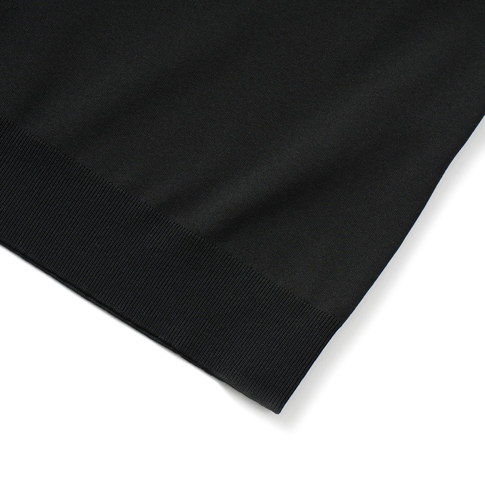 Revenir リブニール ウォッシャブル コットン・ポリエステル ニット クルーネック S/S Tシャツ INT-009 BLACK
