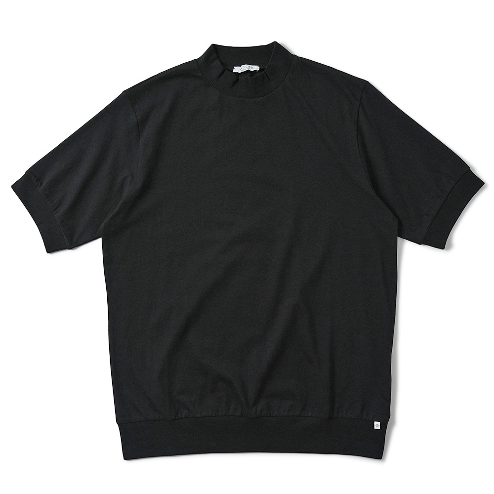 ANTICIPO アンティーチポ FIANO/smooth スムースコットン モックネック ショートスリーブ Tシャツ BLACK