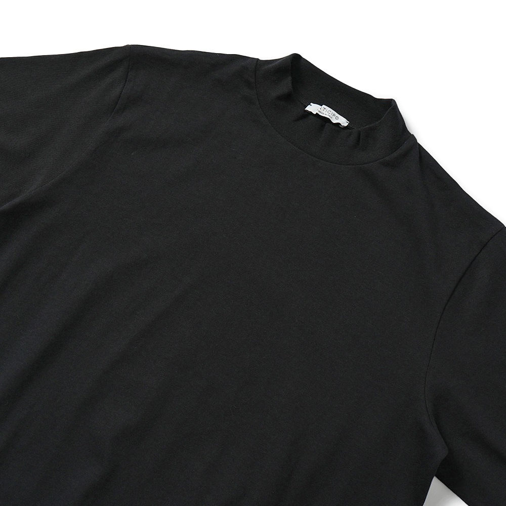 ANTICIPO アンティーチポ FIANO/smooth スムースコットン モックネック ショートスリーブ Tシャツ BLACK