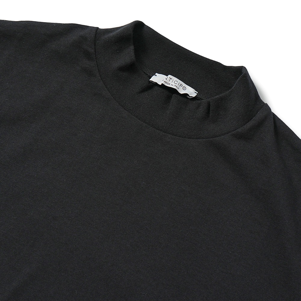 ANTICIPO アンティーチポ FIANO/smooth スムースコットン モックネック ショートスリーブ Tシャツ BLACK