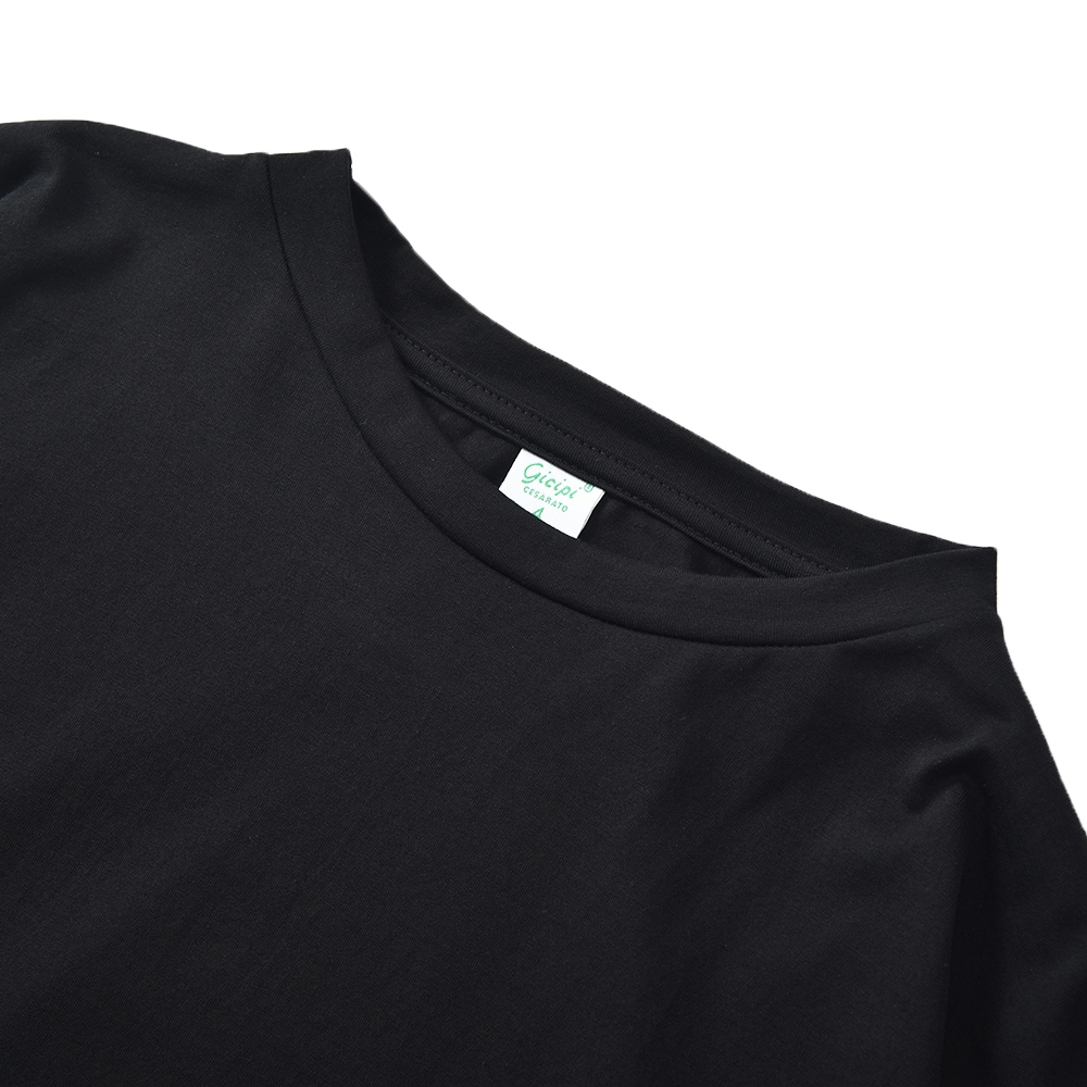GICIPI ジチピ 2305P CANOCCHIA カノーッキア クルーネックリラックスフィット 9分袖 Tシャツ BLACK
