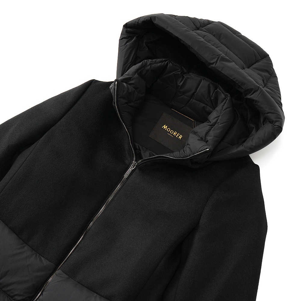 MOORER ムーレー CALISTA-LE カリスタ ウール・カシミヤ・ナイロン 切り替えダウンコート BLACK