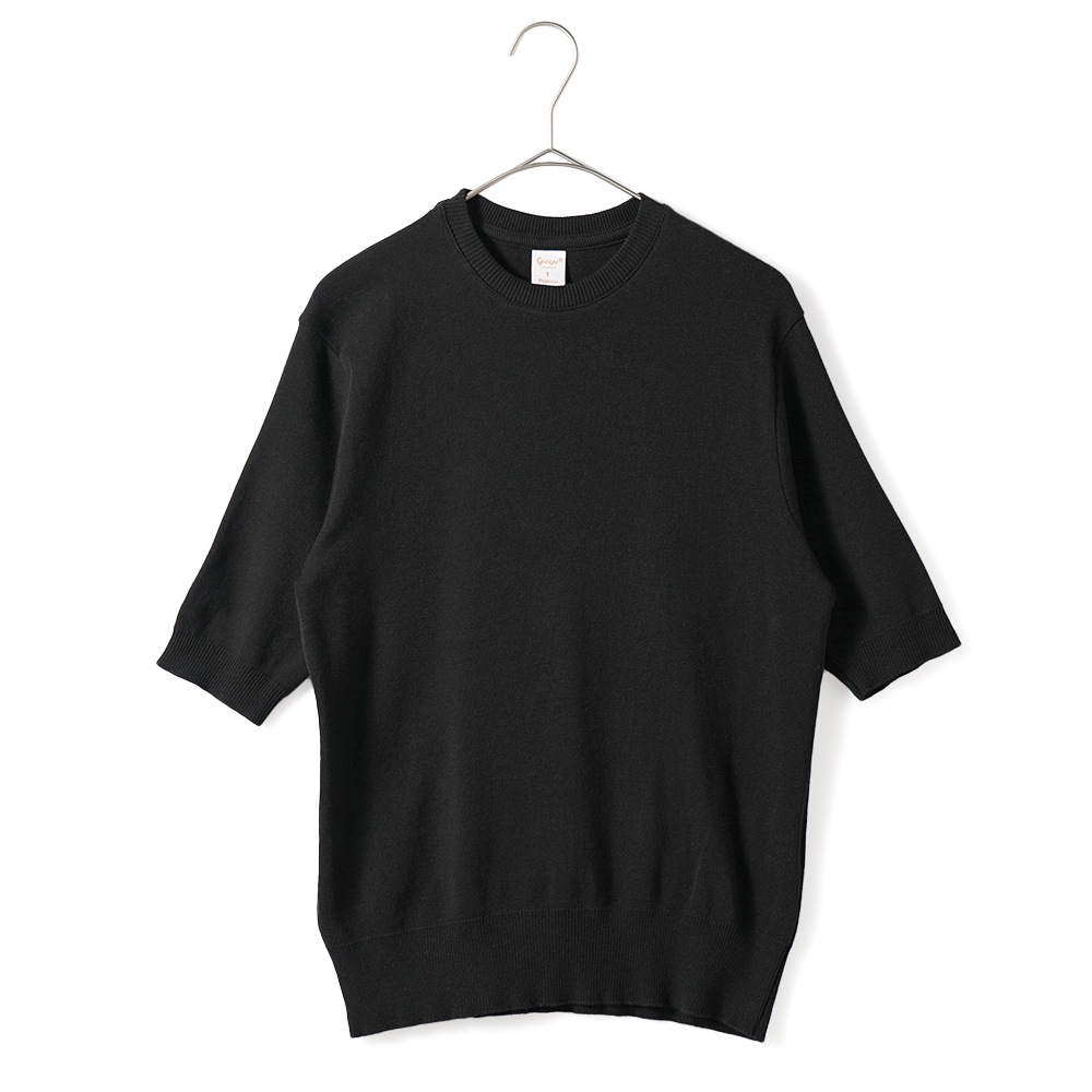 GICIPI ジチピ 2420P ARGENTO COTONE SOFT アルジェーント コトーネソフト クルーネック 5分袖ニットソー  BLACK