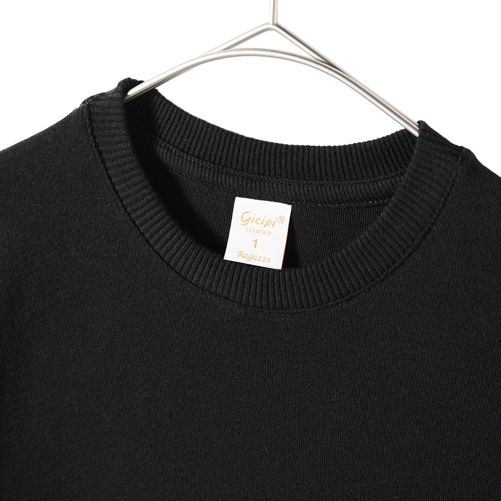 GICIPI ジチピ 2420P ARGENTO COTONE SOFT アルジェーント コトーネソフト クルーネック 5分袖ニットソー  BLACK