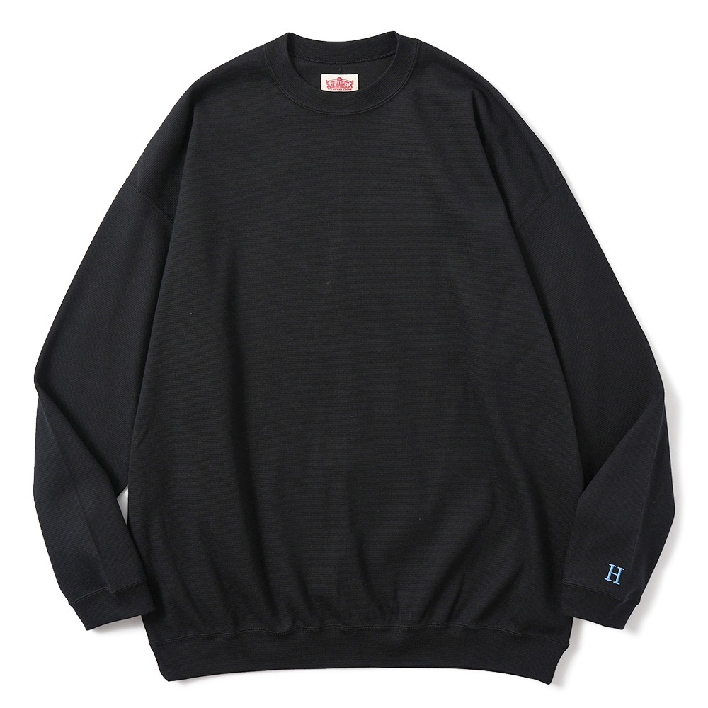 HOLLYWOOD RANCH MARKET ハリウッドランチマーケット ストレッチフライス ヘムリブ ロングスリーブ Tシャツ 1015123 BLACK