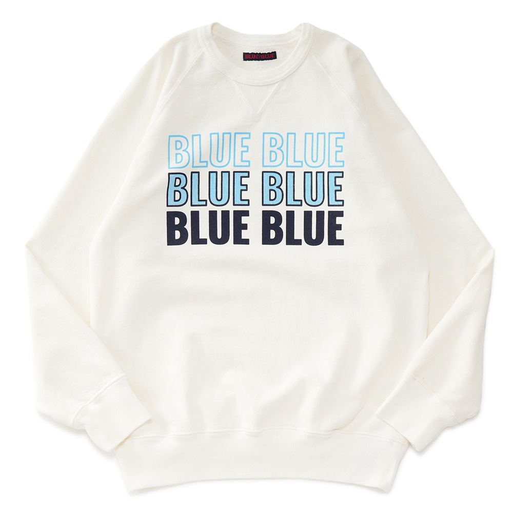BLUE BLUE ブルーブルー トリプルBLUE BLUE クルーネックスウェットシャツ 1008638 WHITE
