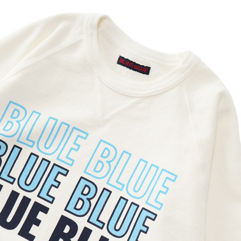 BLUE BLUE ブルーブルー トリプルBLUE BLUE クルーネックスウェットシャツ 1008638 WHITE