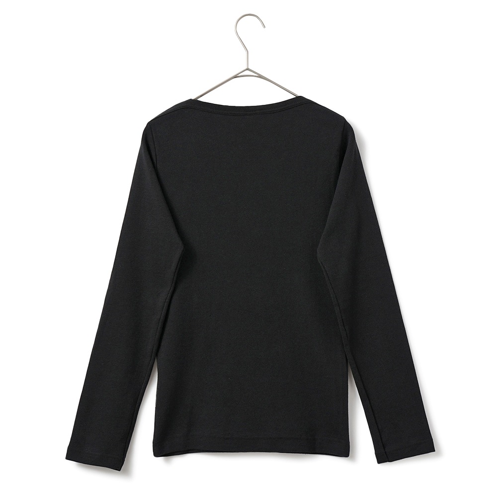 GICIPI ジチピ 2418A CAVOLFIORE COSTINA 1x1 カボルフィオーレ コスティーナ ウノ・ペル・ウノ ボートネック ロングスリーブ Tシャツ BLACK