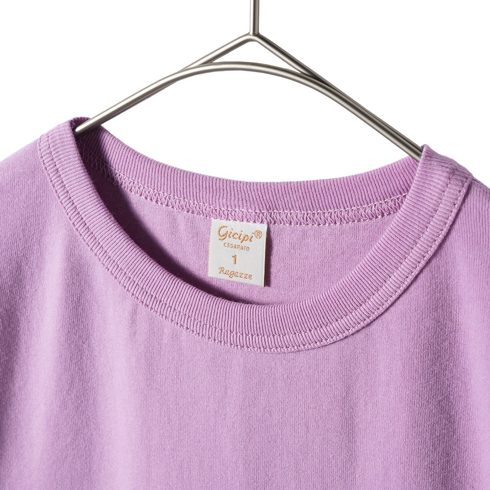 GICIPI ジチピ 2412P CRISTALLO COSTINA 1x1 クリスターッロ コスティーナ ウノ・ペル・ウノ フライス編み クルーネック Tシャツ LAVENDER