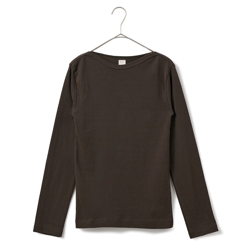 GICIPI ジチピ 2418A CAVOLFIORE COSTINA 1x1 カボルフィオーレ コスティーナ ウノ・ペル・ウノ ボートネック ロングスリーブ Tシャツ BROWN