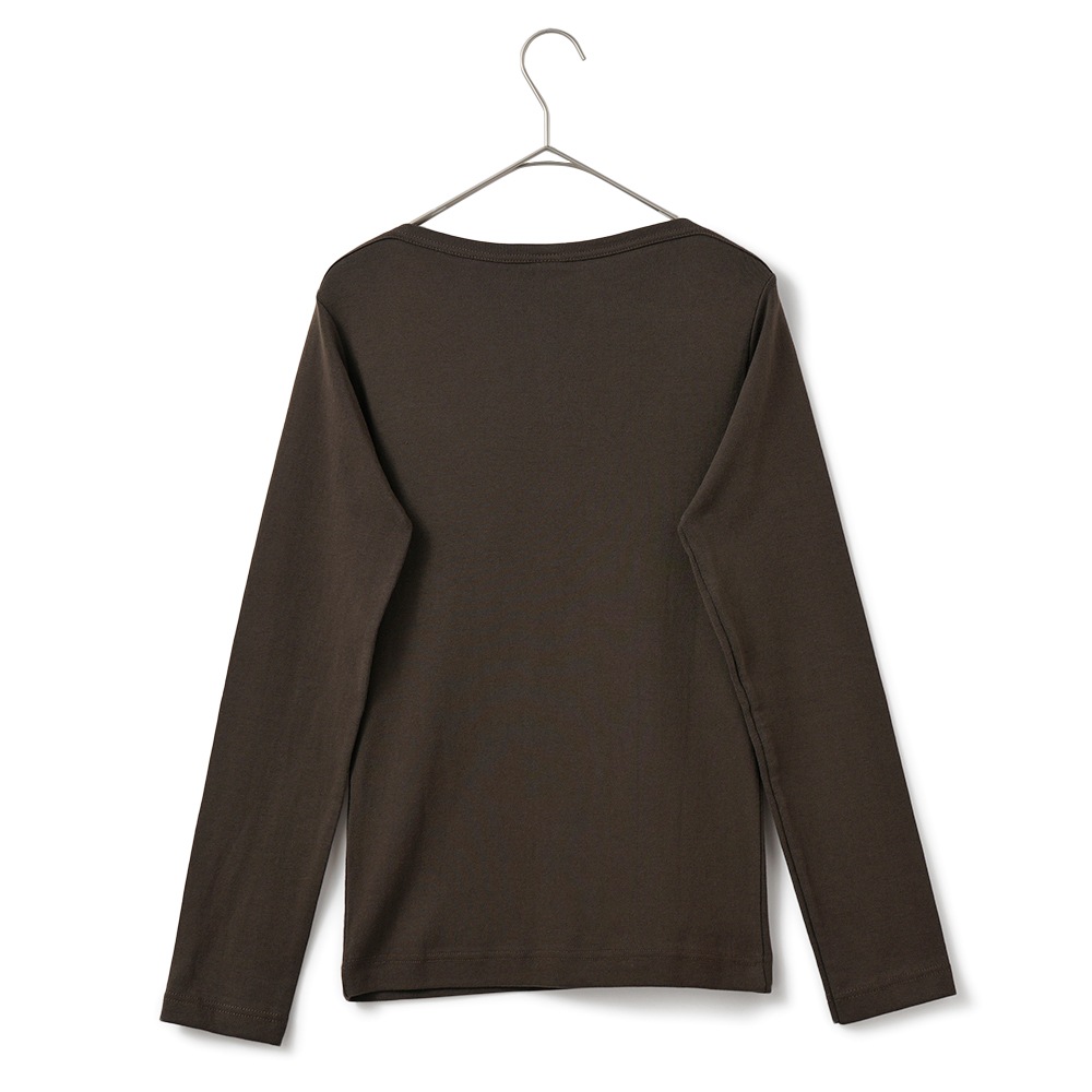 GICIPI ジチピ 2418A CAVOLFIORE COSTINA 1x1 カボルフィオーレ コスティーナ ウノ・ペル・ウノ ボートネック ロングスリーブ Tシャツ BROWN