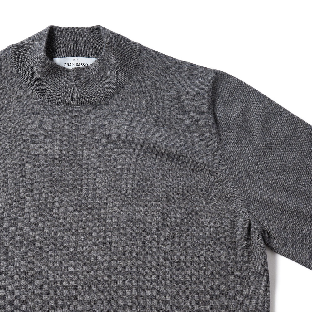 GRANSASSO グランサッソ メリノウール ニット モックネック ロングスリーブ 55108/14290 GRAY