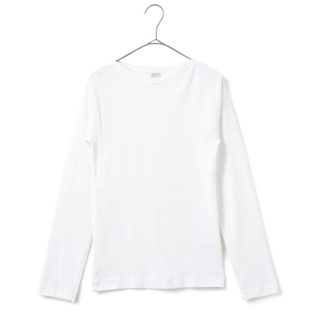GICIPI ジチピ 2418A CAVOLFIORE COSTINA 1x1 カボルフィオーレ コスティーナ ウノ・ペル・ウノ ボートネック ロングスリーブ Tシャツ WHITE