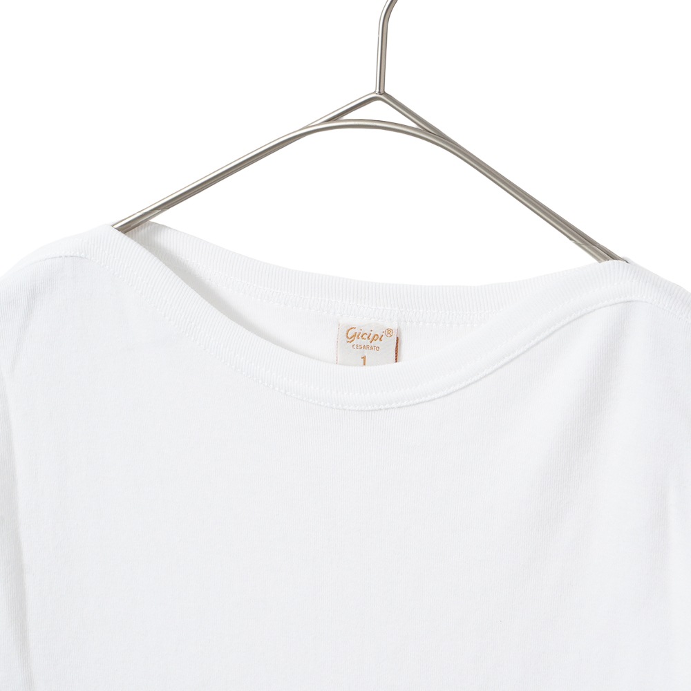 GICIPI ジチピ 2418A CAVOLFIORE COSTINA 1x1 カボルフィオーレ コスティーナ ウノ・ペル・ウノ ボートネック ロングスリーブ Tシャツ WHITE