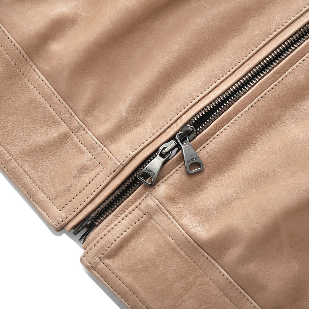 EMMETI エンメティ JURI ユリ SP CALF シングルライダースジャケット LT.BEIGE