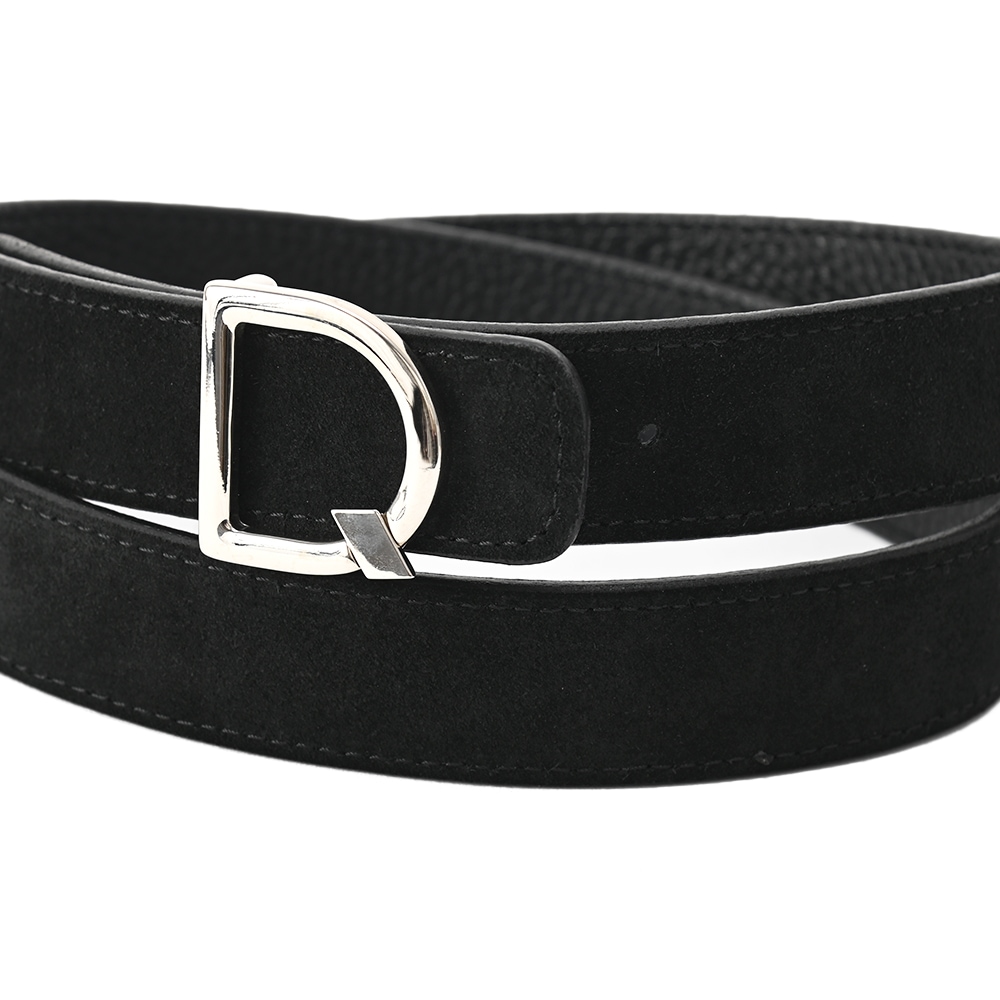 D'AMICO ダミーコ シュリンクレザー・スエード Dバックル リバーシブル ベルト BLACK