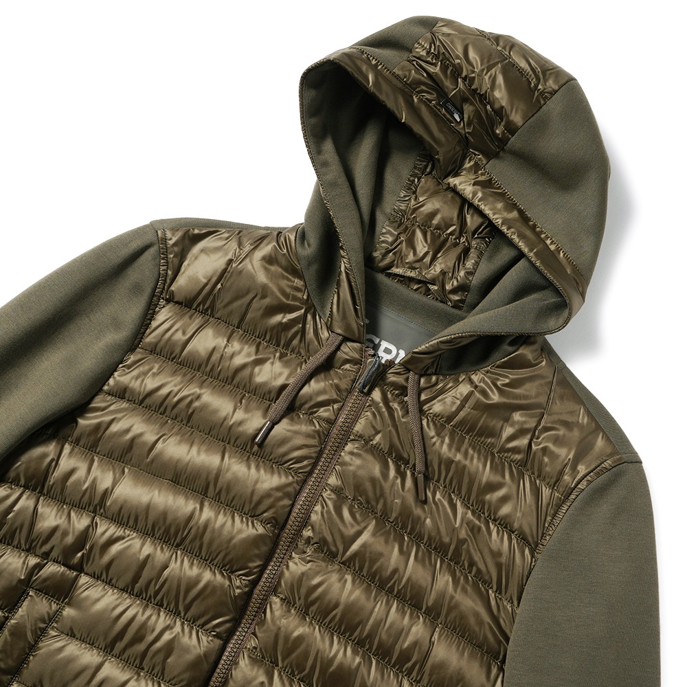 HERNO ヘルノ スウェット・ライトダウン フーデッドブルゾン PI001009U-12017＋13461S/I KH.GREEN