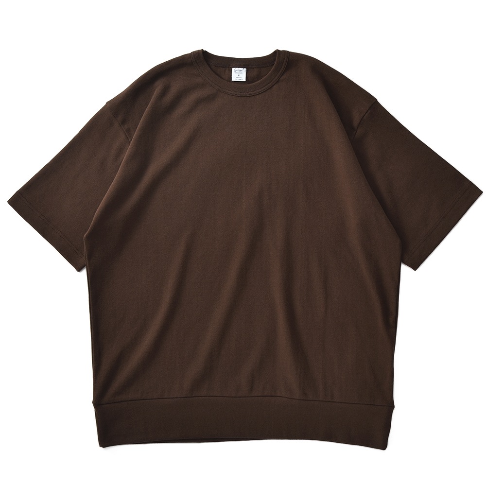 GICIPI ジチピ 2301P TONNO トーンノ フライス編み クルーネックリラックスフィットTシャツ BROWN