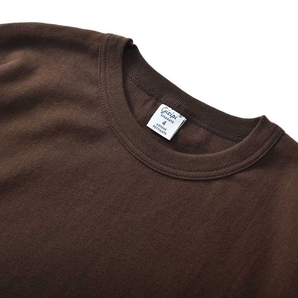 GICIPI ジチピ 2301P TONNO トーンノ フライス編み クルーネックリラックスフィットTシャツ BROWN