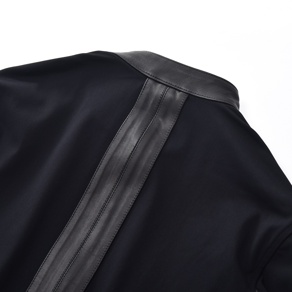 EMMETI エンメティ JURI X GOLD NAPPA CERATA×JERSEY ユリエックスゴールド ラムナッパレザー×ジャージ シングルライダースジャケット BLACK