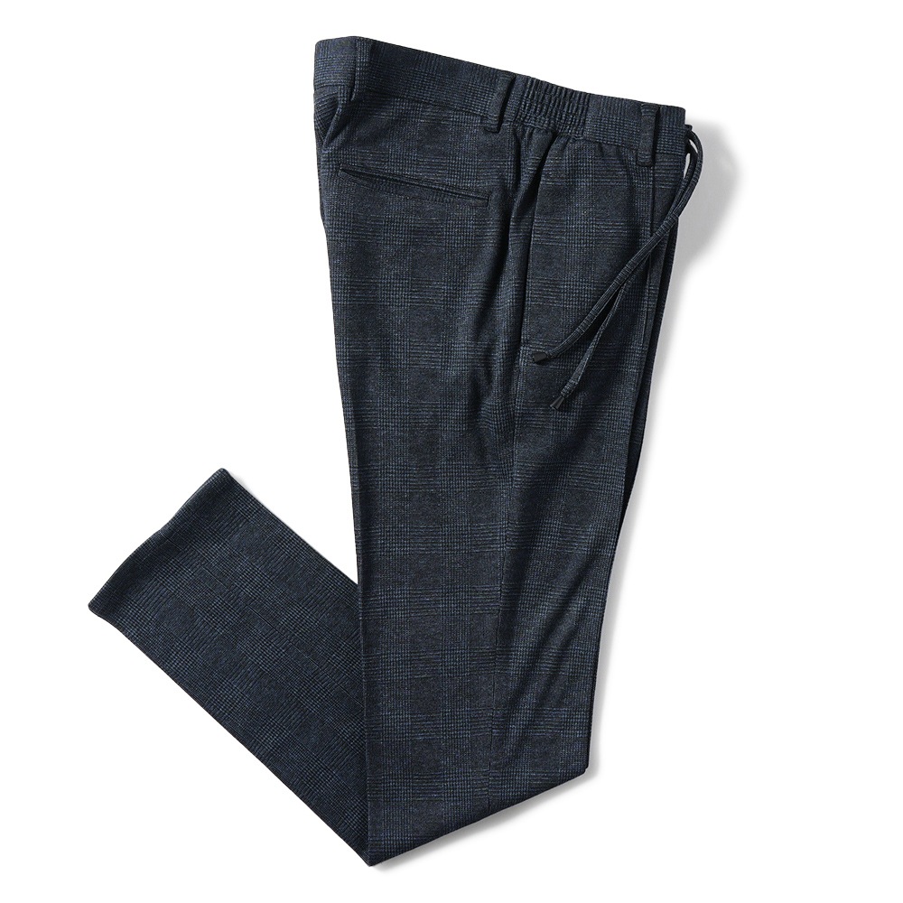 giab's ARCHIVIO ジャブスアルキヴィオ MASACCIO/M1 A5736 マサッチョ グレンチェックジャージー ドローコードパンツ NAVY CHECK