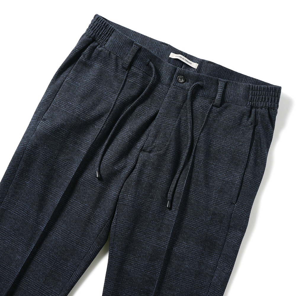 giab's ARCHIVIO ジャブスアルキヴィオ MASACCIO/M1 A5736 マサッチョ グレンチェックジャージー ドローコードパンツ NAVY CHECK
