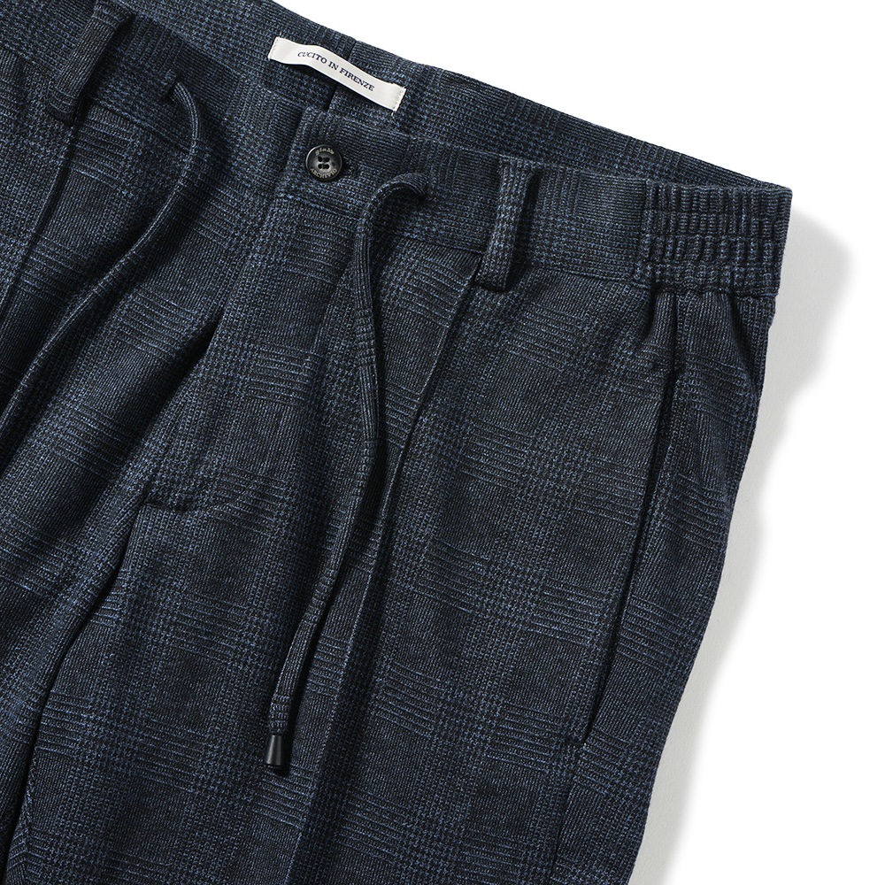 giab's ARCHIVIO ジャブスアルキヴィオ MASACCIO/M1 A5736 マサッチョ グレンチェックジャージー ドローコードパンツ NAVY CHECK