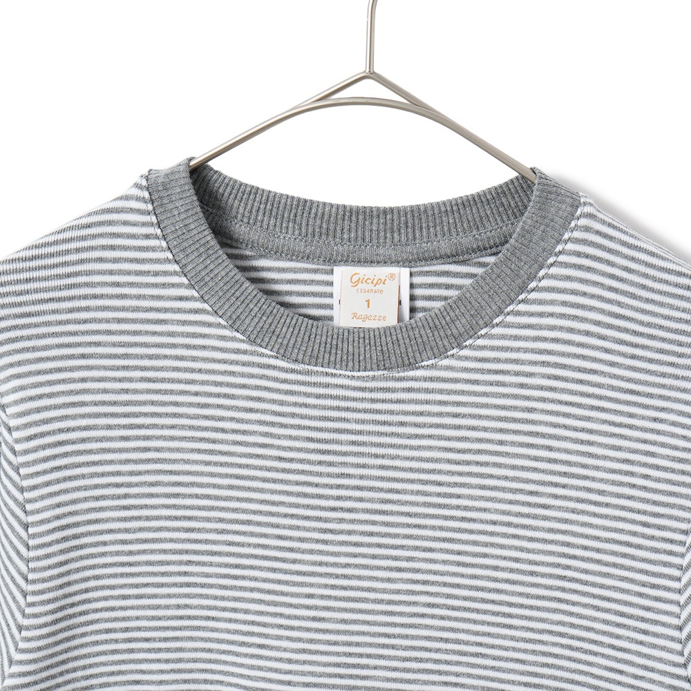 GICIPI ジチピ 2412A FRAGORA COTONE SOFT フラーゴラ コトーネソフト クルーネック ジャストフィット ニットソー GRAY×WHITE