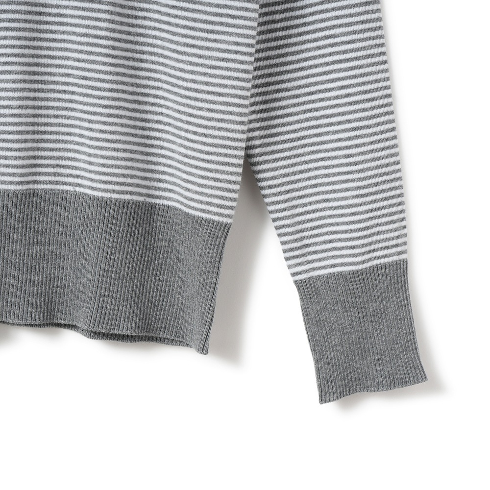 GICIPI ジチピ 2412A FRAGORA COTONE SOFT フラーゴラ コトーネソフト クルーネック ジャストフィット ニットソー GRAY×WHITE