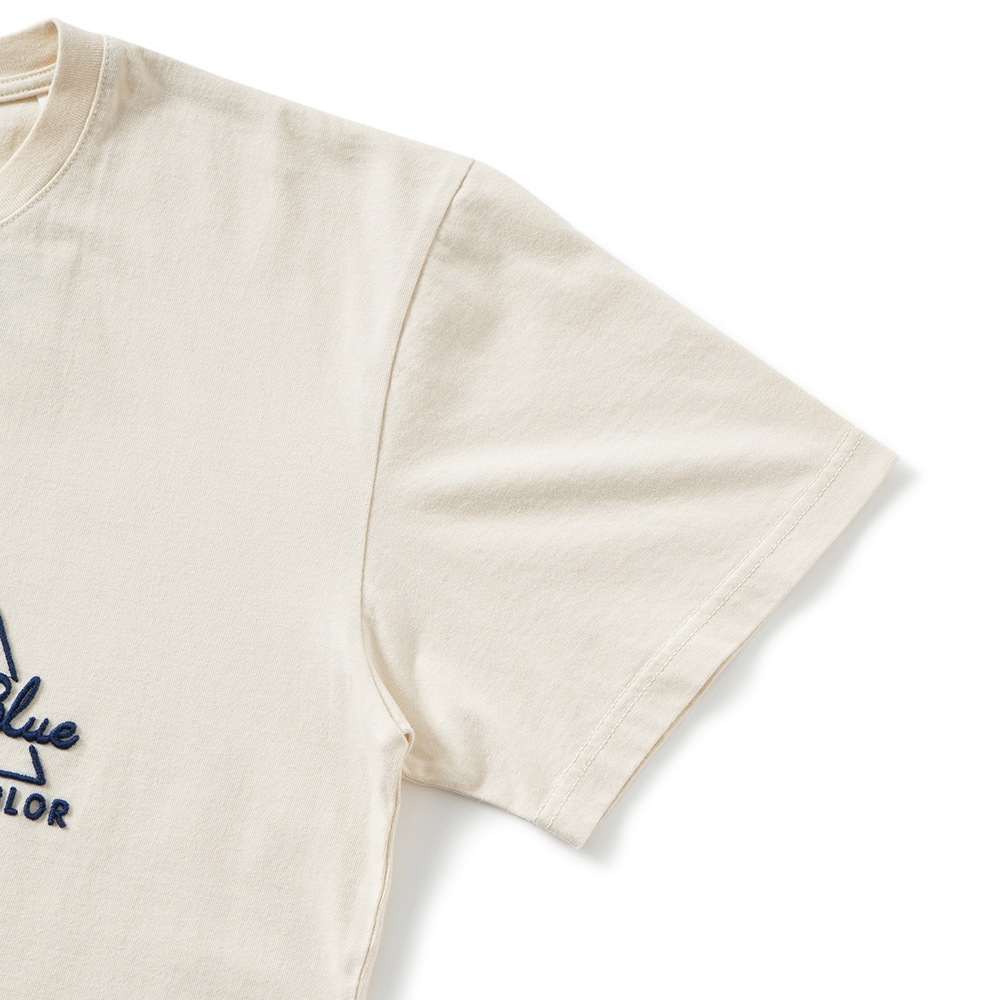 BLUE BLUE ブルーブルー トライアングル BB エンブロイダリー ショートスリーブTシャツ 1015776 NATURAL