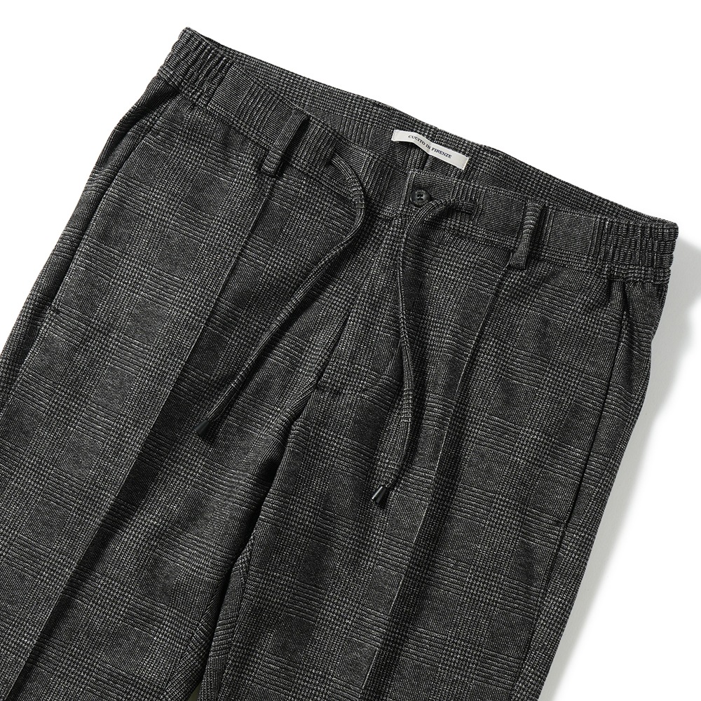 giab's ARCHIVIO ジャブスアルキヴィオ MASACCIO/M1 A5736 マサッチョ グレンチェックジャージー ドローコードパンツ BLACK CHECK