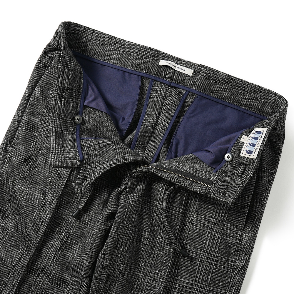 giab's ARCHIVIO ジャブスアルキヴィオ MASACCIO/M1 A5736 マサッチョ グレンチェックジャージー ドローコードパンツ BLACK CHECK