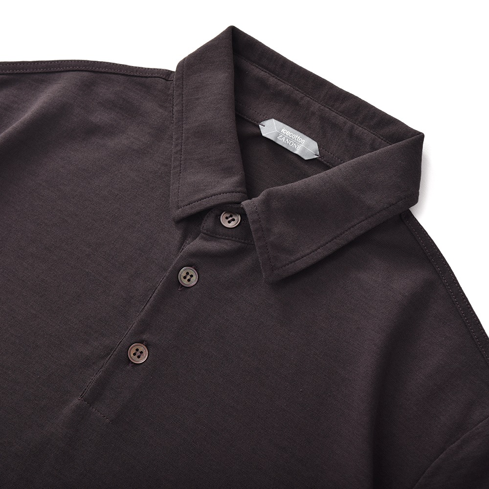 【新品同様】zanone icecotton バーガンディ ポロシャツ 3ボタン ザノーネ ZANONE 3つ釦ポロシャツ メンズ POLO MC ショート