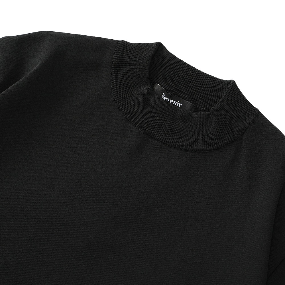 REVENIR リブニール COTTON POLYESTER KNIT MOCK NECK L/S ニット モックネック ロングスリーブ BLACK