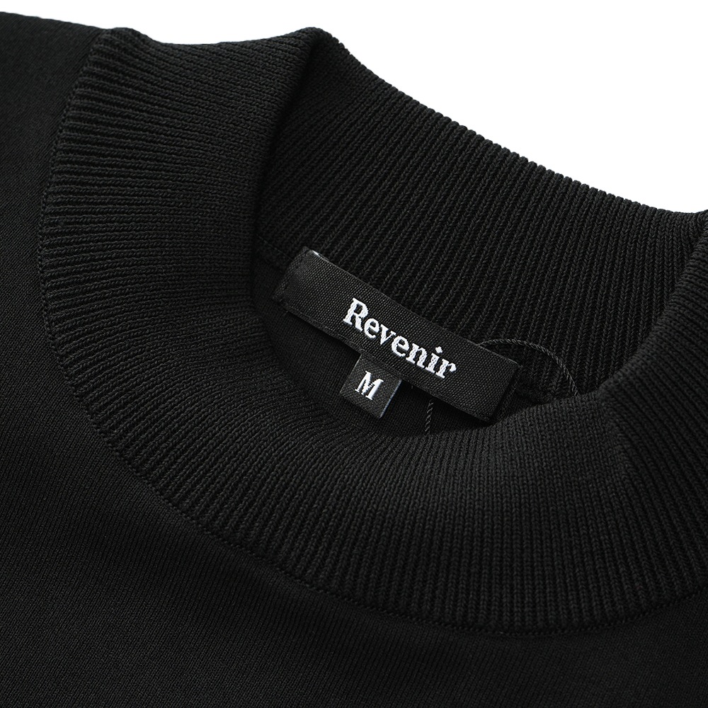 REVENIR リブニール COTTON POLYESTER KNIT MOCK NECK L/S ニット モックネック ロングスリーブ BLACK