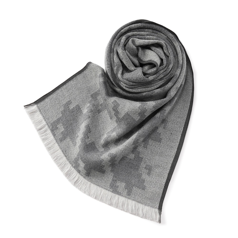 GIERRE ジエレ SC232908 ウール ジャガード ハウンドトゥース ストール GRAY